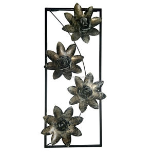 Luxury Rectangular Shape Hanging <b>Framed</b> Floral Gold Decorative Wall <b>Art</b> <b>Framed</b> Iron - Product Image 3