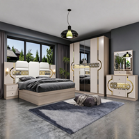 Ensemble de meubles de chambre à coucher au design moderne, ensemble complet pour chambre, comprenant armoire, table de chevet et coiffeuse, vente en gros directe usine