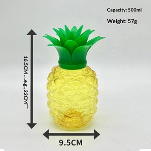 Kreativer Ananas- und Erdbeerbecher - Einweg-Plastikstrohhalmbecher - Becher für Milchtee, Saft, Kaltgetränke - Sommer-Wasserbecher - Product Image 5