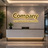 Enseigne LED 3D personnalisée en acier inoxydable rétroéclairée, étanche IP65, logo personnalisé pour la réception de bureau, le centre commercial, le salon, la publicité, la décoration