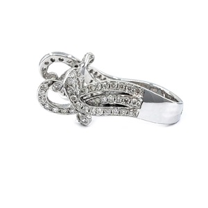 Bague de fiançailles et de mariage en or blanc massif 18 carats avec diamant véritable taille brillant rond et perle pour femme - Vente en gros - Product Image 3