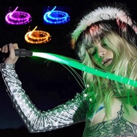 Látigo de Baile de Fibra Óptica LED Colorido, Cuerda Luminosa para Bailar, Accesorios Luminosos de Tela Metálica, No Tóxicos y Duraderos para Fiestas de Halloween y Bodas