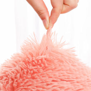 Luxe op maat gemaakte katten- en hondenbedden, wasbaar, zacht, pluizig kussen, effen patroon, rond, pluche dierenbed voor honden en katten - Product Image 6