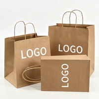 Sacs alimentaires recyclables blancs et bruns imprimés sur mesure avec poignée, sacs en papier kraft pour emporter en gros avec votre propre logo
