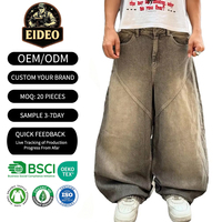 Pantalon en jean vintage délavé EIDEO OEM ODM personnalisé grande taille Y2K Streetwear Oversized Eco Monkey, jean baggy Hip Hop de haute qualité