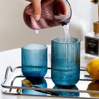 Verre à eau décoratif coloré à nervures cannelées, style vintage, pour la maison, la table, le bar et les services de restauration