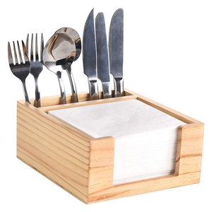 Rustieke Tafelgerei Organizer Houten Bestekhouder Met Servet Papieren Lade - Product Image 6