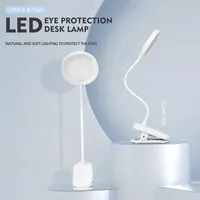 Lampe de bureau à clip au design contemporain, rechargeable par USB, commande tactile, lumière de lecture LED à 3 couleurs réglables, lampe d'étude pour étudiants