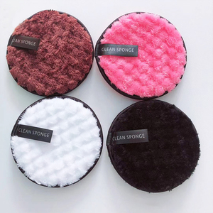 Meilleure vente <span class=keywords><strong>bambou</strong></span> double face rond cosmétique microfibre <span class=keywords><strong>lavable</strong></span> Facia bouffée réutilisable <span class=keywords><strong>démaquillant</strong></span> éponge jetable - Product Image 2