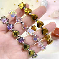 Bracelet à breloques en perles élastiques en verre cristal facetté en forme de cœur, doux et romantique, coloré, cadeau de bijoux pour la Saint-Valentin