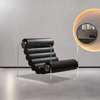 Mobilier moderne de salon chaise de canapé transparente en acrylique fauteuil de loisirs simple fauteuil d'hôtel fauteuil inclinable en cuir