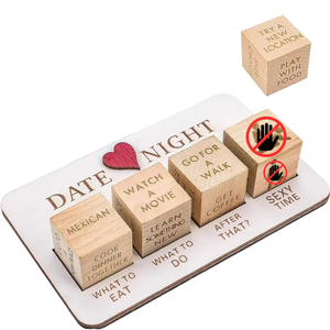 Zrosy - Dados de Pareja Cuadrados de Madera Personalizados Estilo Art Deco, Regalo para el Día de San Valentín, Juego para Citas Nocturnas, para Amantes, Decoración de Pared - Product Image 1