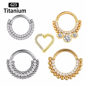 Piercing <span class=keywords><strong>Helix</strong></span> in Titanio G23 ASTM F136 Placcato <span class=keywords><strong>Argento</strong></span> con Sfera di Zirconia, Anelli per Septum, Capezzolo, Conchiglia, Cartilagine, Trago, Naso per Bambini - Product Image 1