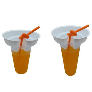 Disposable Milk Tea Cup Disposablecup Milk Tea Cups Custom Logo Disposable PP Milk Tea Cup With Fruit Salad Tray Snack Cup Plastic