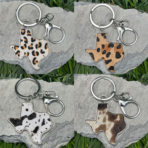 Porte-clés en alliage de style occidental avec carte du Texas, amusant pour les couples et les amis, accessoires pour voiture et sac - Product Image 2