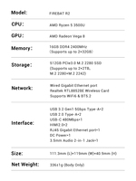 Mini PC Firebat R2 Modelo Nuevo para Estudio, 16GB 512GB, Listo para Enviar, AMD Ryzen 5 3500U, Mini PC de Buena Calidad