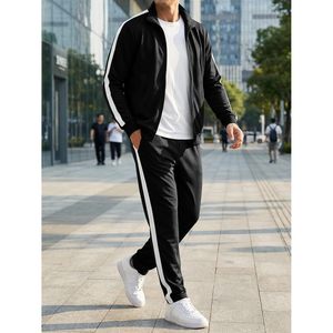 Men's Track Suit 2 Piece Full Zip Sweatshirt And <b>Joggers</b> Sporty Breathable Outfit Set For Adults - Product Image 2