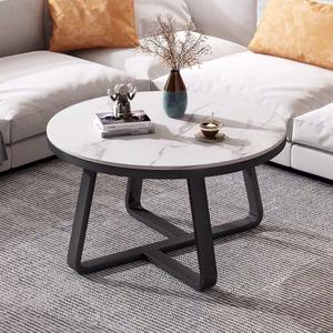 Tables basses rondes de luxe avec plateau en ardoise et pieds en métal, table à thé en marbre résistante à la chaleur pour le salon - Product Image 4