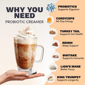 Vanille Latte Probiotischer Kaffee-<span class=keywords><strong>Creamer</strong></span> Organische Adaptogene Pilze & Probiotika für Energie & Verdauung in Beutel Verpackt - Product Image 4