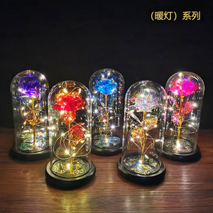 ดอกกุหลาบปลอมหลากสีสำหรับผู้หญิง,ดอกกุหลาบในโดมแก้วพร้อมไฟ LED ของขวัญสำหรับคุณแม่แฟนสาววันเกิด - Product Image 5