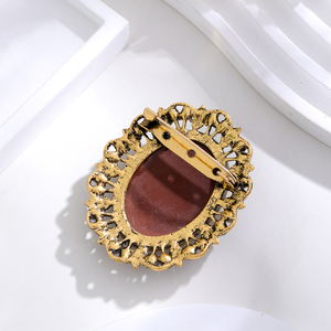 Bijoux en alliage Rhinestone Vintage <span class=keywords><strong>Broche</strong></span> Femme Palais Beauté Portrait Poitrine Fleur Rhinestone Beauty Head Cameo Brooch - Product Image 4