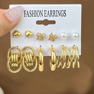 Pendientes de Moda Estilo Europeo Americano para Mujer, Diseño Geométrico Personalizado, Juego de 12 Pares de Pendientes con Dos Tarjetas - Product Image 4