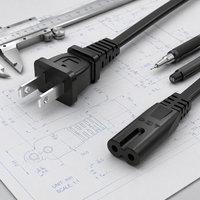 Stromkabel mit zwei flachen Leitern und Acht-förmigem Stecker, Adapterkabel aus reinem Kupfer, UL-konform, weißer Acht-förmiger Stecker