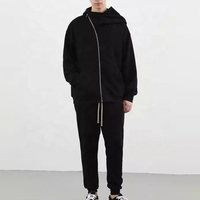 Veste en polaire à fermeture éclair sur mesure de haute qualité en gros OEM, sweat à capuche sans cordon de serrage, sweat à capuche à fermeture éclair noir pour hommes