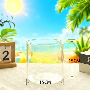 15*15cm Venta al por mayor Campana de cristal Cilindro de fondo plano Cúpula de cristal Paquete de decoración transparente Cúpula de cristal - Product Image 1