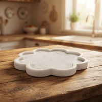Youchuhui Moderne Marmeren Opberg- & Dessertserveerschaal Wit Steen Bloemendesign Natuurlijk Marmer Onregelmatige Vorm Handvat