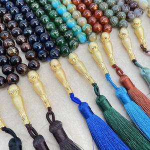 고품질 10MM 33개 기도 염주, 프린지 펜던트가 있는 기도 유리 구슬 팔찌, 이슬람 여성과 남성을 위한 기도용 라마단 선물 - Product Image 4