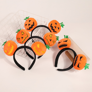 Kawaii Cute Girls <strong>Pumpkin</strong> Hairband Halloween Makeup <strong>Headband</strong> with Funny Slap Wristband and Snap Bracelet Bear Design - Product Image 1