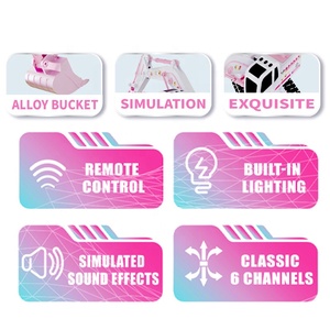 Menina brinquedo 1/24 6CH escavadeira controle remoto com DIY brinquedo rc luz e música liga escavadeira rosa brinquedo engenharia - Product Image 4