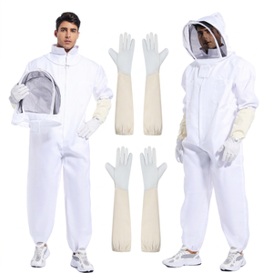 Bee Suit for Men Women Leather/Cotton Beekeeping Suit Anti-Sting Protection Heat Resistant 150C Ventilated Hood <b>Glove</b> - Product Image 1