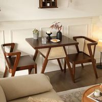 Ensemble table et chaises en bois massif chinois, finition noyer noir, chaises empilables avec dossier, idéal pour petits espaces, 1 table + 2 chaises