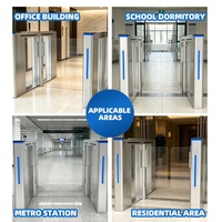 Torniquete de media altura con barrera giratoria de acero inoxidable cepillado, motorizado, antipersonas por detrás, para control de acceso en edificios de oficinas con reconocimiento facial