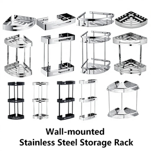 Hot Selling Home Accessories Rack and Basket <strong>Stick</strong> <strong>on</strong> Kitchen <strong>Bathroom</strong> <strong>Shelves</strong> Caddy No Drilling Caddy Adhesive <strong>Bathroom</strong> Shelf - Product Image 4