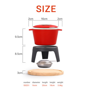Ensemble de pot à fromage en fonte émaillée, pot à <span class=keywords><strong>fondue</strong></span> et à ragoût multi-usages avec brûleur à alcool, ustensiles de cuisine à domicile (2,5 L) - Product Image 2