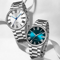 Montre automatique de luxe pour hommes, 41mm, cadran en verre, aiguille de calendrier, bracelet en acier inoxydable, fermoir papillon, 30m