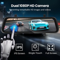Caméra embarquée double objectif Podofo 9,66'' avant et arrière, écran tactile HD IPS, rétroviseur de voiture DVR, CarPlay sans fil et Android Auto, BT, commande vocale AI