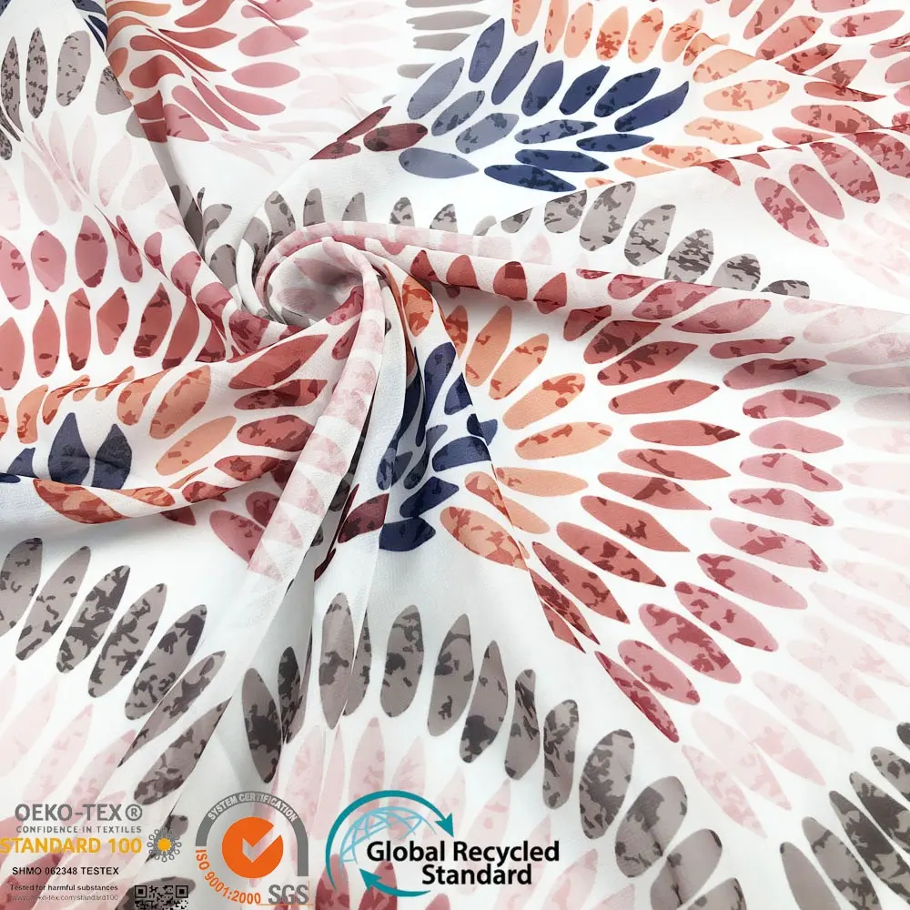 Low order MOQ high quality polyester digital printing beautiful floral chiffon fabric