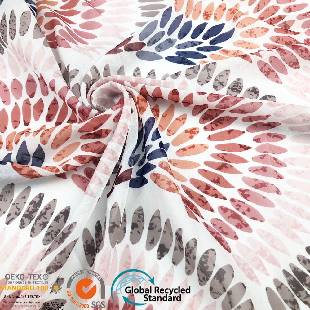 Low Order MOQ High Quality Polyester Digital Printing Beautiful Floral Chiffon Fabric