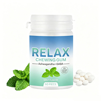 WELLBODY Menthe Sans Sucre Chewing-gum Relaxant Ashwagandha GABA Anti-stress Améliore l'Humeur Portable 60 Pièces Complément Alimentaire