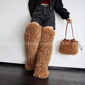 שיקול פרווה מגפיים נשים נעליים ושק סט 72 ס "מ ירך מגפי מונגוליאני גבוה 2025 קטיפה נשים בחורף - Product Image 4