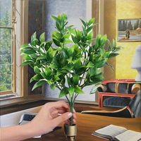 Plantes d'eucalyptus artificielles vertes avec feuilles de citron en plastique, faux arbustes de jardin, herbe pour la décoration de la maison, décoration murale de mariage