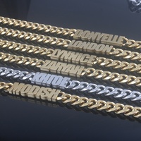 Collar con Colgante de Letra Inicial Personalizada, Cadena Cubana de Acero Inoxidable Chapado en Oro para Hombre y Mujer