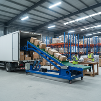 Convoyeur à bande en caoutchouc sur mesure pour entrepôt, avec structure en acier bleu robuste, pour la logistique et la livraison express