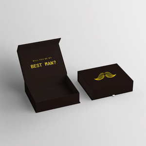 HENGXING Custom Christmas present boxes Groomsman Best man Wedding Box magnetic Black Medium gift box