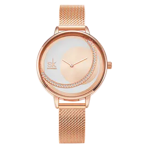 胜科新款时尚镀金女式手表K0088L 30m防水米兰来样定做手腕石英女表月亮设计