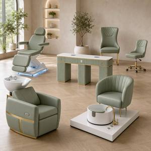 Juego de Muebles de Salón de Lujo Completo |   Estación de Manicura 7 en 1 + Silla de Pedicura + Silla de Estilismo + Unidad de Lavado de Cabello + Cama de Belleza - Product Image 1